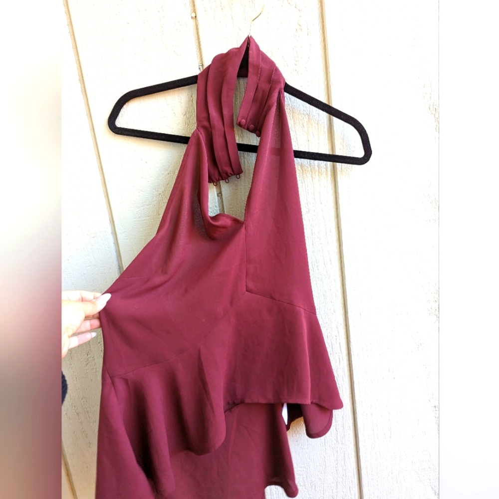 Express Halter Button neck open back tank ruffle v neck large